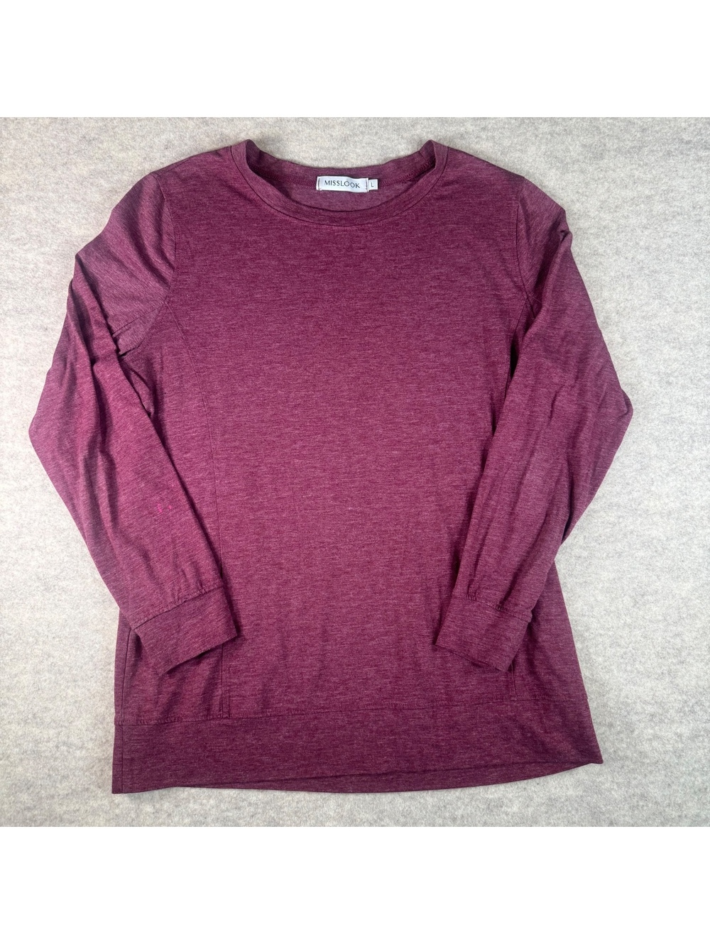 Miss Look Burgundy Long Sleeve Shirt with Pink Mark